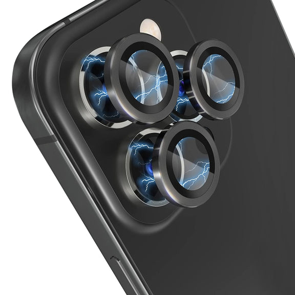 For iPhone 15 Pro / 15 Pro Max NORTHJO Camera Lens Protector Tempered Glass CD Vein Metal Ring Film(Black)