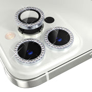 For iPhone 15 Pro / 15 Pro Max NORTHJO Camera Lens Protector Tempered Glass Metal Rhinestone Ring Film(Silver)