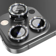 For iPhone 15 Pro / 15 Pro Max NORTHJO Camera Lens Protector Tempered Glass Bling Glitter Metal Ring Film(Black)
