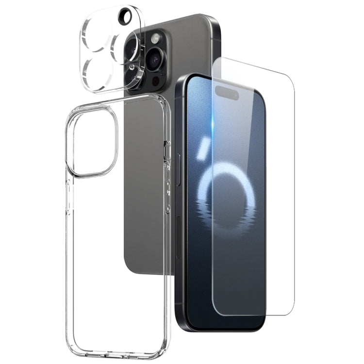 For iPhone 16 Pro NORTHJO 3 in 1 TPU Phone Case with Screen Film and Lens Film(Clear) - iPhone 16 Pro Cases by NORTHJO | Online Shopping South Africa | PMC TechLife | Buy Now Pay Later Mobicred