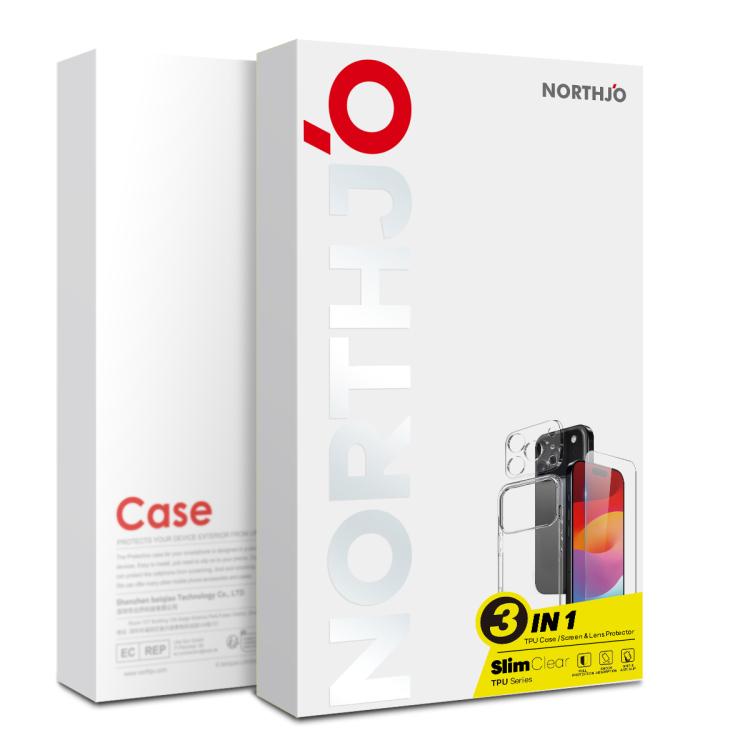 For iPhone 17 Pro NORTHJO 3 in 1 TPU Phone Case with Screen Film and Lens Film(Clear) - iPhone 17 Pro Cases by NORTHJO | Online Shopping South Africa | PMC Jewellery | Buy Now Pay Later Mobicred