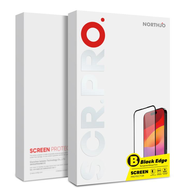 For iPhone 17 Pro Max NORTHJO A++ Screen Protector Full Glue Silk Printing Tempered Glass Film(Black)