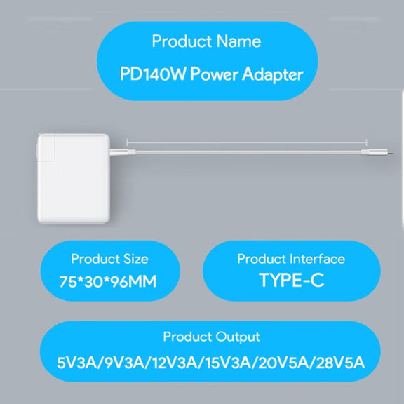 PD3.1 140W USB-C PD Laptop Power Adapter for Apple M1 / M2 MacBook Series US Plug