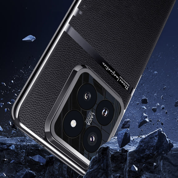 For Xiaomi 14 Electroplating Plain-leather All-inclusive Shockproof Phone Case(White)