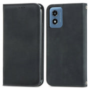 For Motorola Moto G Play 2024 Retro Skin Feel Magnetic Flip Leather Phone Case(Black)