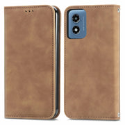 For Motorola Moto G Play 2024 Retro Skin Feel Magnetic Flip Leather Phone Case(Brown)