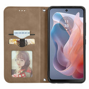 For Motorola Moto G Play 2024 Retro Skin Feel Magnetic Flip Leather Phone Case(Brown)
