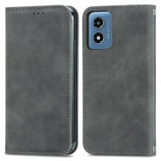 For Motorola Moto G Play 2024 Retro Skin Feel Magnetic Flip Leather Phone Case(Grey)