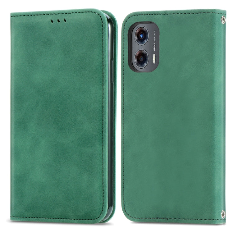 For Motorola Moto G Stylus 5G 2024 Retro Skin Feel Magnetic Flip Leather Phone Case(Green)