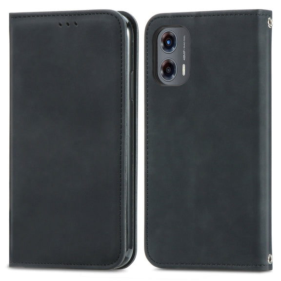 For Motorola Moto G Stylus 5G 2024 Retro Skin Feel Magnetic Flip Leather Phone Case(Black)