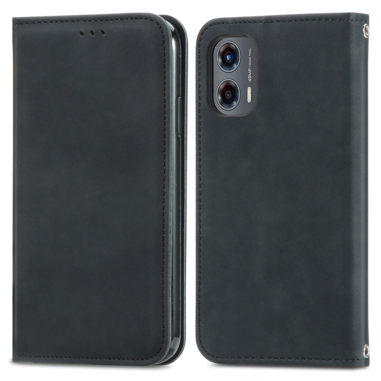 For Motorola Moto G Stylus 5G 2024 Retro Skin Feel Magnetic Flip Leather Phone Case(Black)