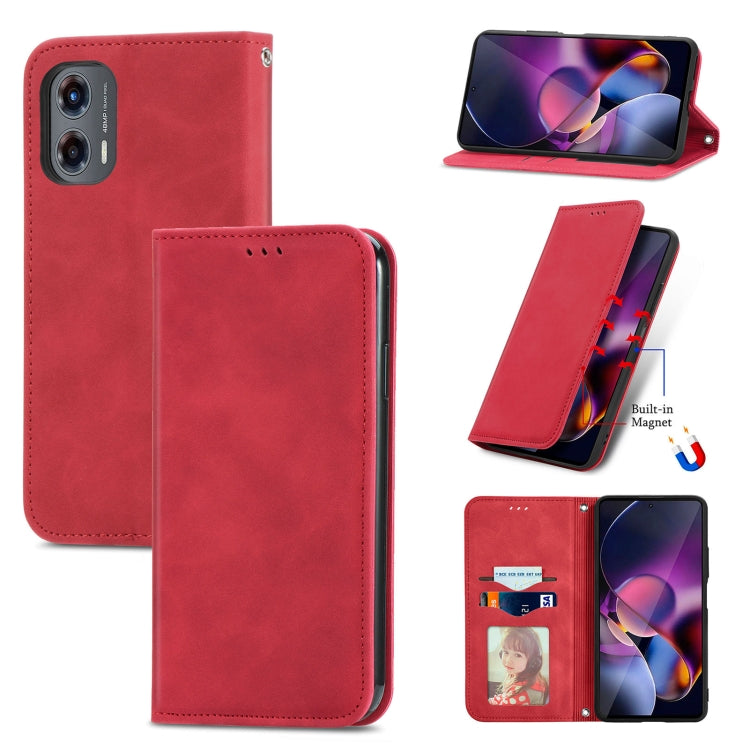 For Motorola Moto G Stylus 5G 2024 Retro Skin Feel Magnetic Flip Leather Phone Case(Red) - Motorola Cases by PMC Jewellery | Online Shopping South Africa | PMC Jewellery | Buy Now Pay Later Mobicred