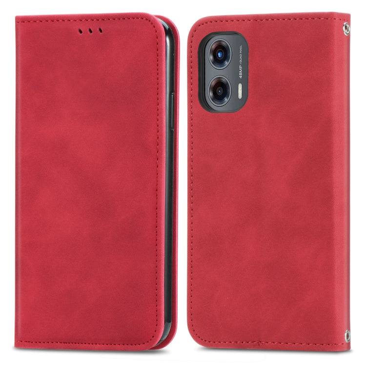 For Motorola Moto G Stylus 5G 2024 Retro Skin Feel Magnetic Flip Leather Phone Case(Red)