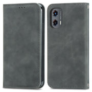 For Motorola Moto G Stylus 5G 2024 Retro Skin Feel Magnetic Flip Leather Phone Case(Grey)