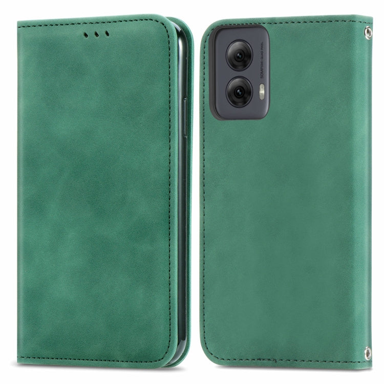 For Motorola Moto G Power 5G 2024 Retro Skin Feel Magnetic Flip Leather Phone Case(Green) - Motorola Cases by PMC Jewellery | Online Shopping South Africa | PMC Jewellery | Buy Now Pay Later Mobicred