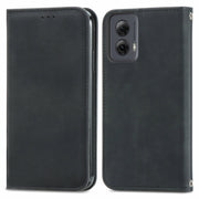 For Motorola Moto G Power 5G 2024 Retro Skin Feel Magnetic Flip Leather Phone Case(Black)