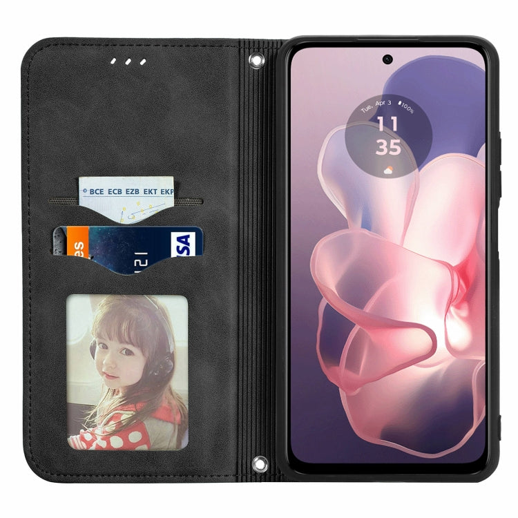 For Motorola Moto G Power 5G 2024 Retro Skin Feel Magnetic Flip Leather Phone Case(Black) - Motorola Cases by PMC Jewellery | Online Shopping South Africa | PMC Jewellery | Buy Now Pay Later Mobicred