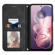For Motorola Moto G Power 5G 2024 Retro Skin Feel Magnetic Flip Leather Phone Case(Black)