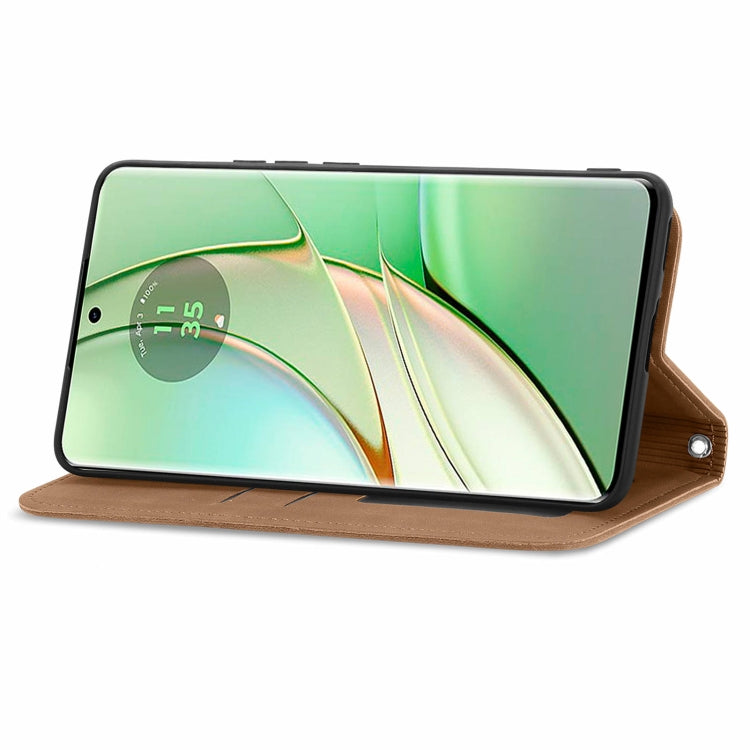 For Motorola Edge 2024 Retro Skin Feel Magnetic Flip Leather Phone Case(Brown) - Motorola Cases by PMC Jewellery | Online Shopping South Africa | PMC Jewellery | Buy Now Pay Later Mobicred