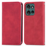 For Motorola Edge 2024 Retro Skin Feel Magnetic Flip Leather Phone Case(Red)