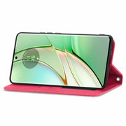 For Motorola Edge 2024 Retro Skin Feel Magnetic Flip Leather Phone Case(Red)