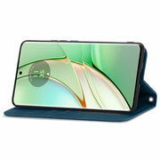 For Motorola Edge 2024 Retro Skin Feel Magnetic Flip Leather Phone Case(Blue)