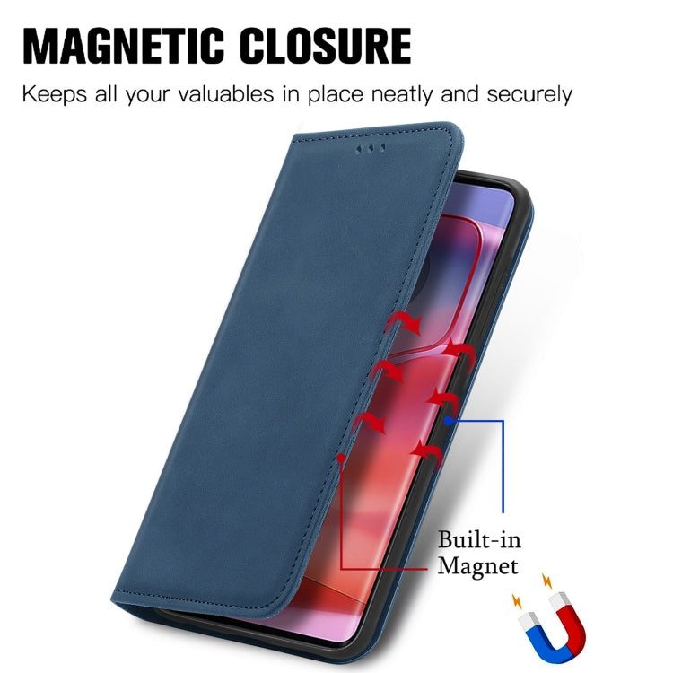 For Motorola Edge 2024 Retro Skin Feel Magnetic Flip Leather Phone Case(Blue) - Motorola Cases by PMC Jewellery | Online Shopping South Africa | PMC Jewellery | Buy Now Pay Later Mobicred