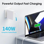 PD3.1 140W USB-C PD Laptop Power Adapter + 2m 5A USB-C to USB-C Data Cable US Plug