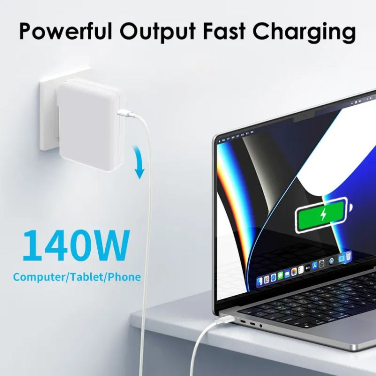 PD3.1 140W USB-C PD Laptop Power Adapter + 2m 5A USB-C to USB-C Data Cable US Plug