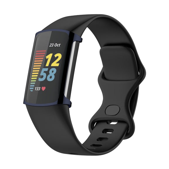 For Fitbit Charge 6 / 5 TPU Shell + Film Integrated Watch Protective Case(Blue)
