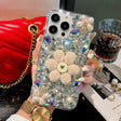 For iPhone 13 Pro Max Sunflower Holder Hand-set Diamond PC Phone Case(White) - iPhone 13 Pro Max Cases by PMC TechLife | Online Shopping South Africa | PMC TechLife