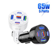 TE-P50 65W PD30W Type-C x 2 + USB x 3 Multi Port Car Charger(White)