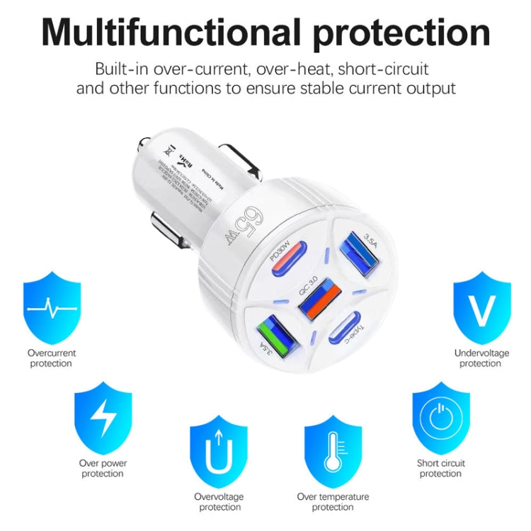 TE-P50 65W PD30W Type-C x 2 + USB x 3 Multi Port Car Charger(Black) - Car Charger by PMC TechLife | Online Shopping South Africa | PMC TechLife | Buy Now Pay Later Mobicred