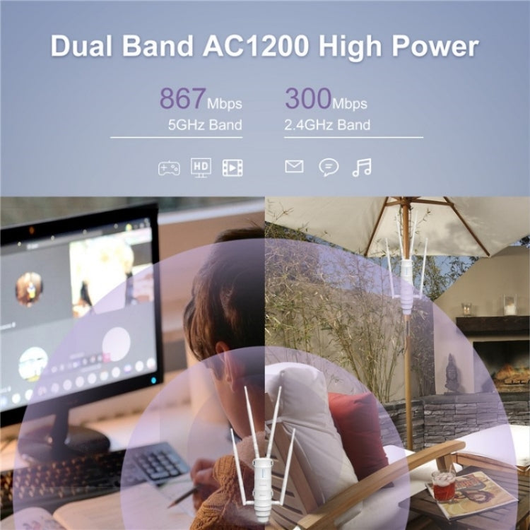 WAVLINK WN572HE4D AC1200 4G LTE WiFi Dual Band 4 Detachable Antennas Router, Plug:US Plug