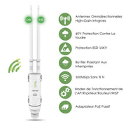 WAVLINK WN570HN2 With PoE Powered WAN/ AP / Repeater Mode 300Mbps Outdoor Router, Plug:UK Plug