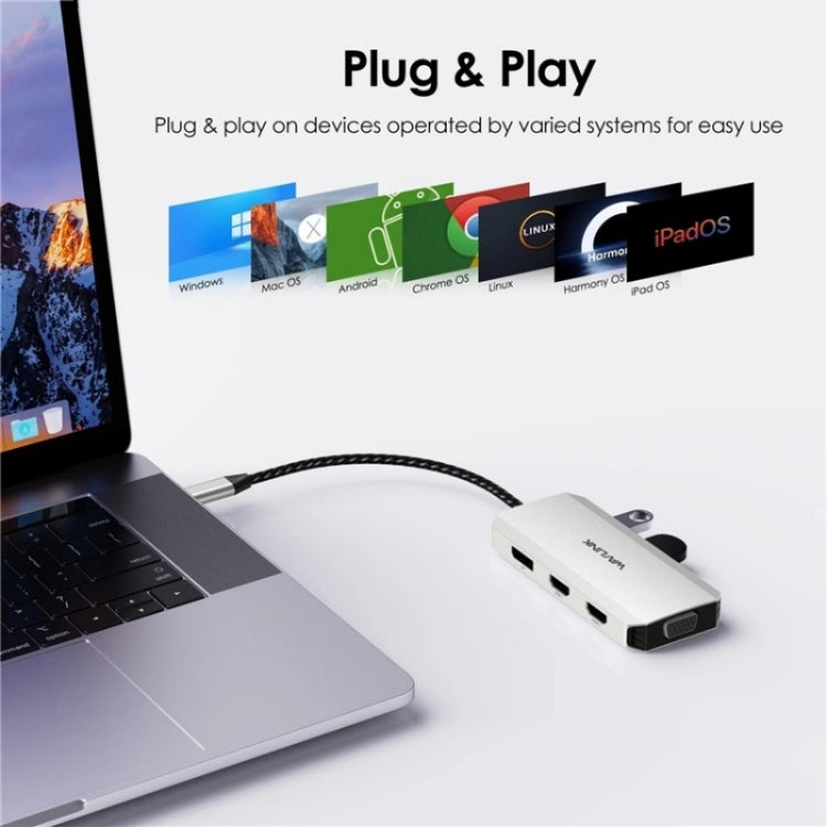 WAVLINK UMD304 Converter USB-C to Dual HD 4K 60Hz  HUB 7-in-1 Laptop Docking Station - free shipping - PMC Jewellery - Order now!