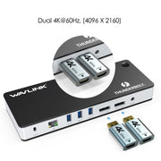 WAVLINK UTD21H 11 in 1 4K Dual DisplayPort Hub Converter Thunderbolt 3 Docking Station, Plug:AU Plug