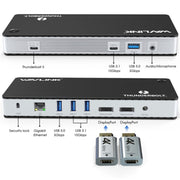 WAVLINK UTD21H 11 in 1 4K Dual DisplayPort Hub Converter Thunderbolt 3 Docking Station, Plug:EU Plug