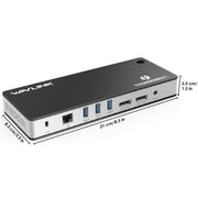 WAVLINK UTD21H 11 in 1 4K Dual DisplayPort Hub Converter Thunderbolt 3 Docking Station, Plug:EU Plug