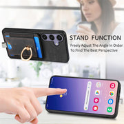 For Samsung Galaxy S25 5G Retro Splitable Magnetic Card Bag Leather Phone Case(Black)