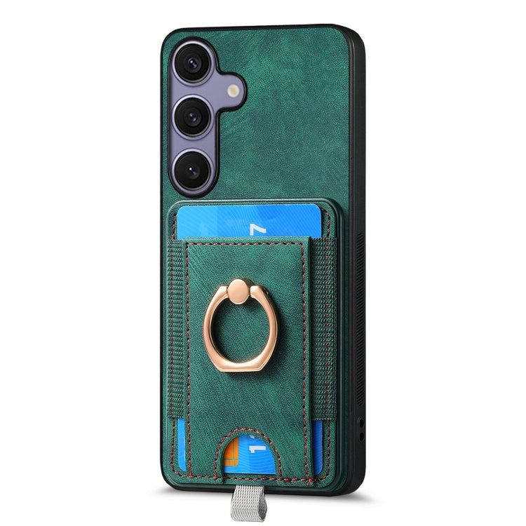 For Samsung Galaxy S25 5G Retro Splitable Magnetic Card Bag Leather Phone Case(Green) - Galaxy Phone Cases by PMC Jewellery | Online Shopping South Africa | PMC Jewellery | Buy Now Pay Later Mobicred
