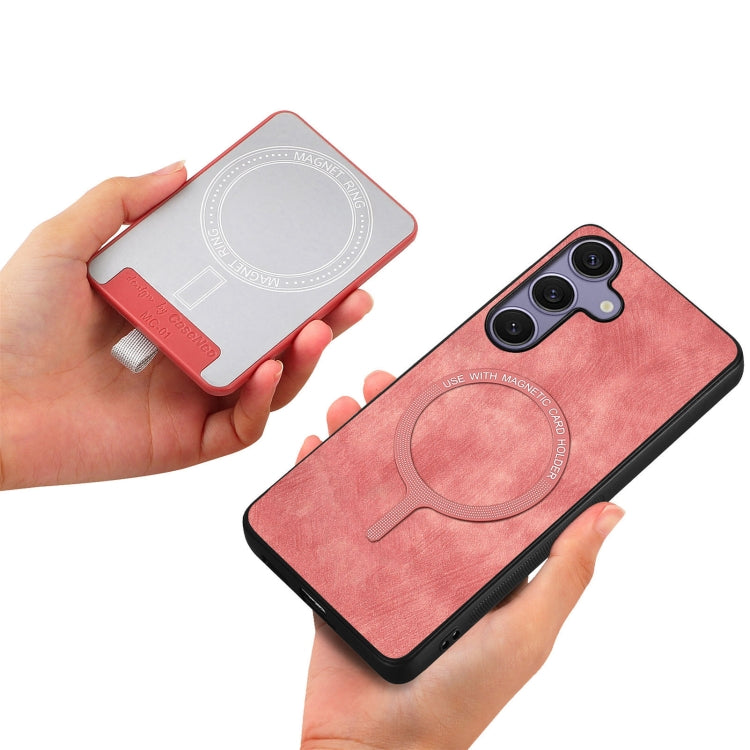 For Samsung Galaxy S25 5G Retro Splitable Magnetic Card Bag Leather Phone Case(Pink) - Galaxy Phone Cases by PMC Jewellery | Online Shopping South Africa | PMC Jewellery | Buy Now Pay Later Mobicred