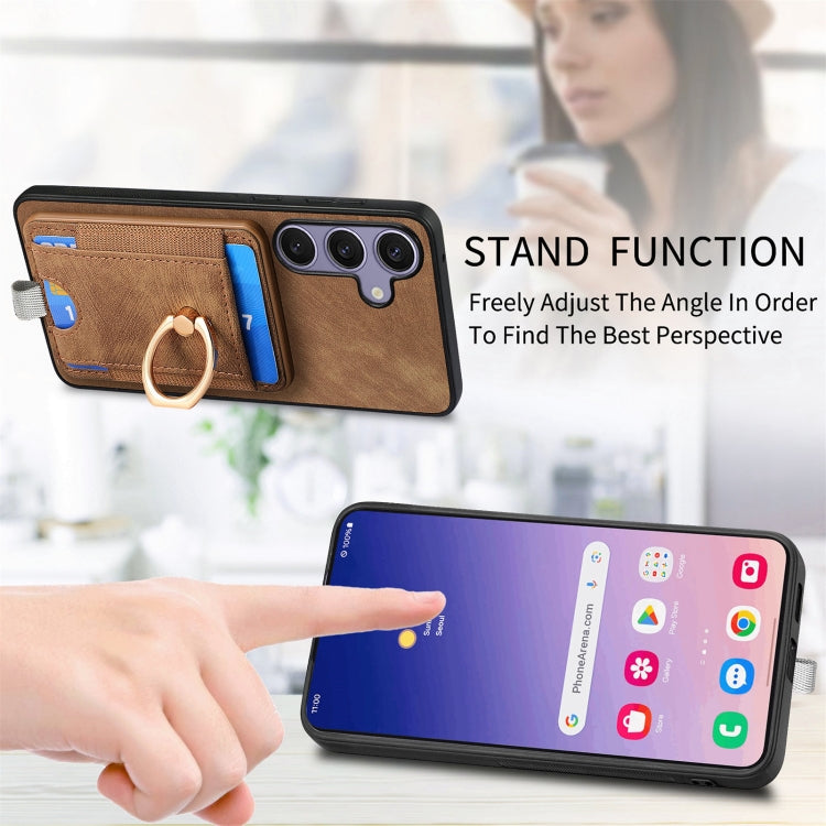 For Samsung Galaxy S25+ 5G Retro Splitable Magnetic Card Bag Leather Phone Case(Brown) - Galaxy Phone Cases by PMC Jewellery | Online Shopping South Africa | PMC Jewellery | Buy Now Pay Later Mobicred