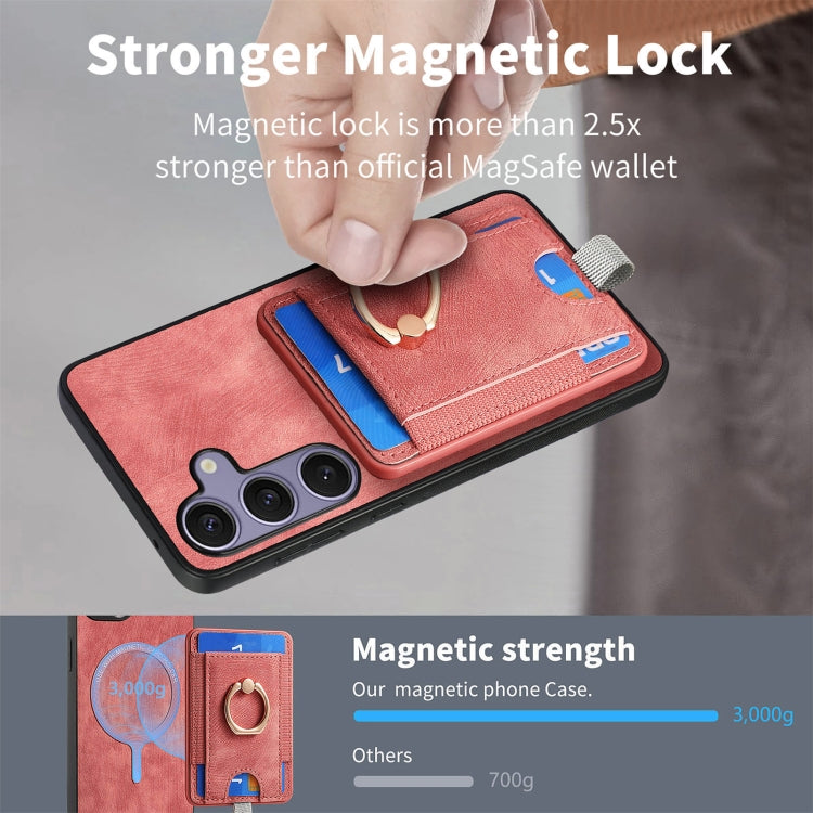 For Samsung Galaxy S25+ 5G Retro Splitable Magnetic Card Bag Leather Phone Case(Pink) - Galaxy Phone Cases by PMC Jewellery | Online Shopping South Africa | PMC Jewellery | Buy Now Pay Later Mobicred