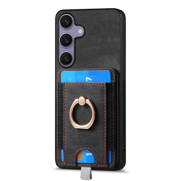 For Samsung Galaxy S25 Ultra 5G Retro Splitable Magnetic Card Bag Leather Phone Case(Black) - Galaxy Phone Cases by PMC Jewellery | Online Shopping South Africa | PMC Jewellery | Buy Now Pay Later Mobicred