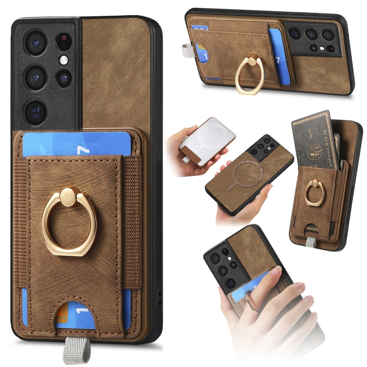 For Samsung Galaxy S25 Ultra 5G Retro Splitable Magnetic Card Bag Leather Phone Case(Brown) - Galaxy Phone Cases by PMC Jewellery | Online Shopping South Africa | PMC Jewellery | Buy Now Pay Later Mobicred