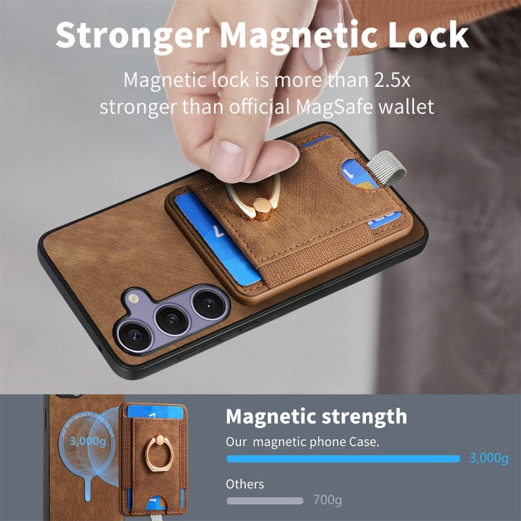 For Samsung Galaxy S25 Ultra 5G Retro Splitable Magnetic Card Bag Leather Phone Case(Brown) - Galaxy Phone Cases by PMC Jewellery | Online Shopping South Africa | PMC Jewellery | Buy Now Pay Later Mobicred
