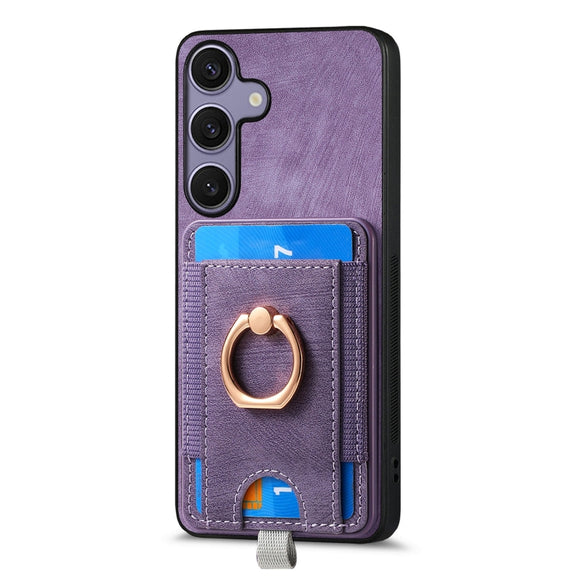For Samsung Galaxy S25 Ultra 5G Retro Splitable Magnetic Card Bag Leather Phone Case(Purple)