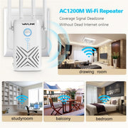 WAVLINK WN579X3 With 5dBi Antennas AC1200 Wireless Router 2.4G / 5G Dual Band WiFi Repeater, Plug:US Plug