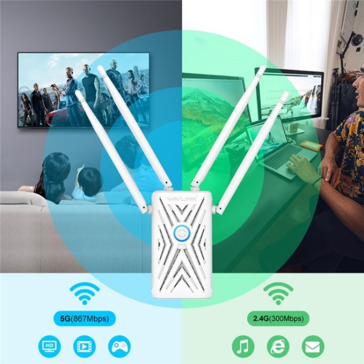 WAVLINK WN579A3 Home WiFi Extender 1200Mbps 2.4GHz / 5GHz Dual Band AP Wireless Router, Plug:EU Plug